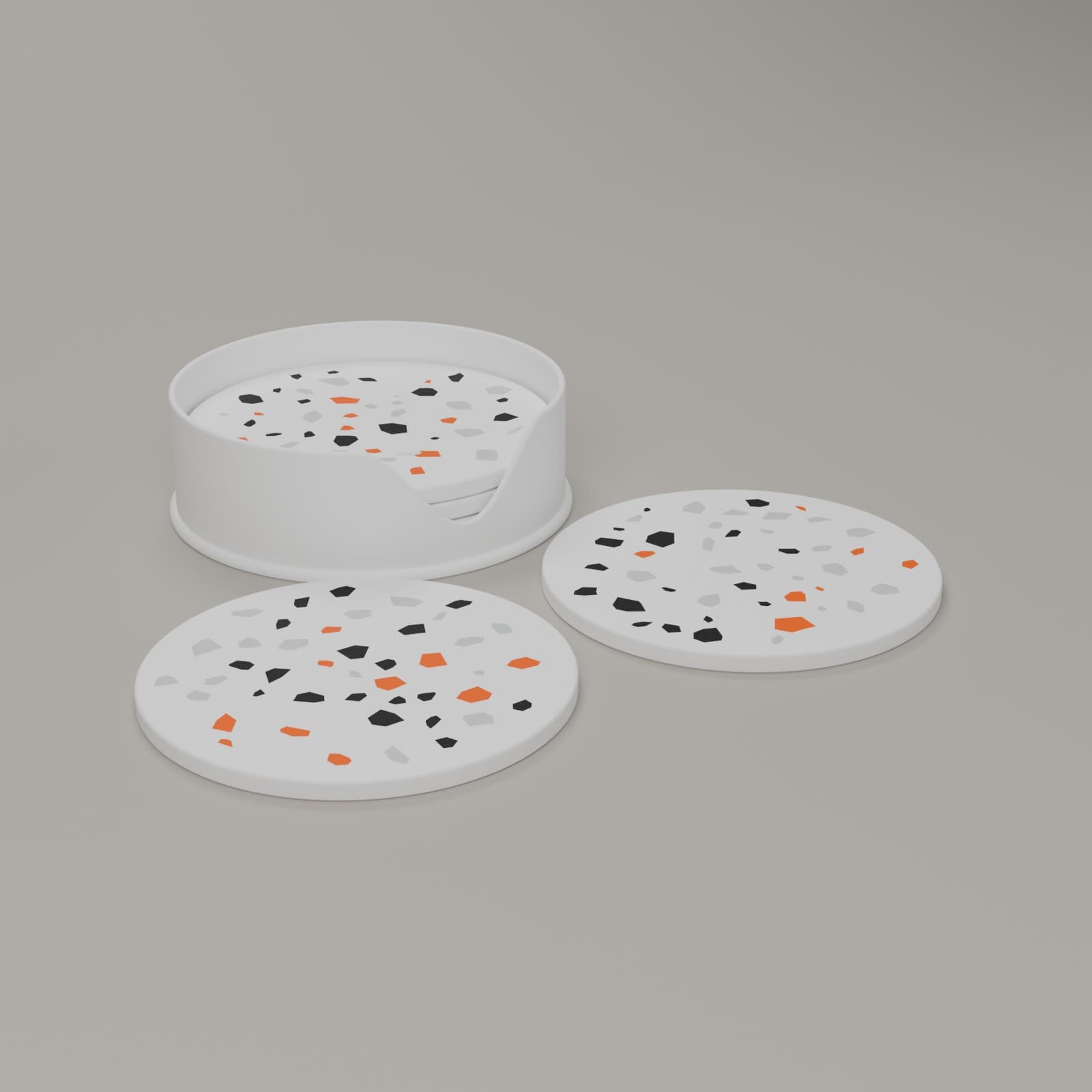 Onderzetterset Terrazzo (6 stuks met houder), complete set