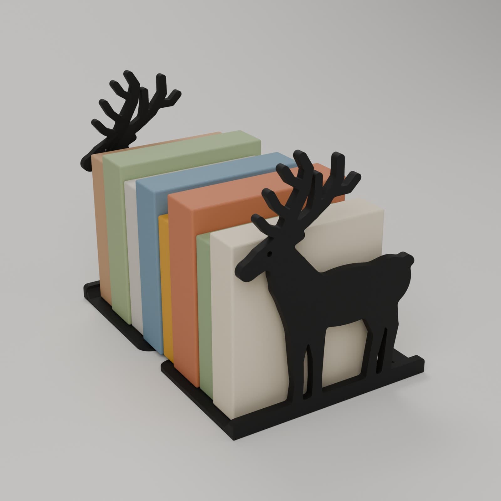 Boekensteunen Rendier (set van 2) in zwart