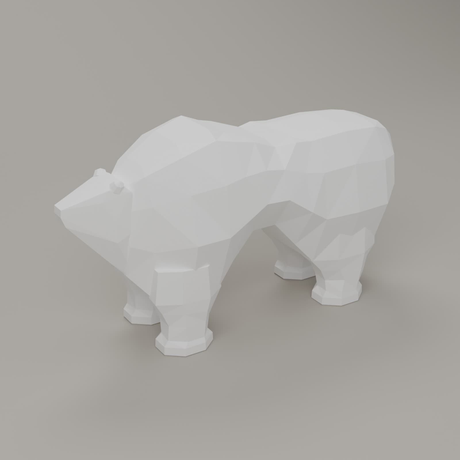 IJsbeer Low-Poly in wit