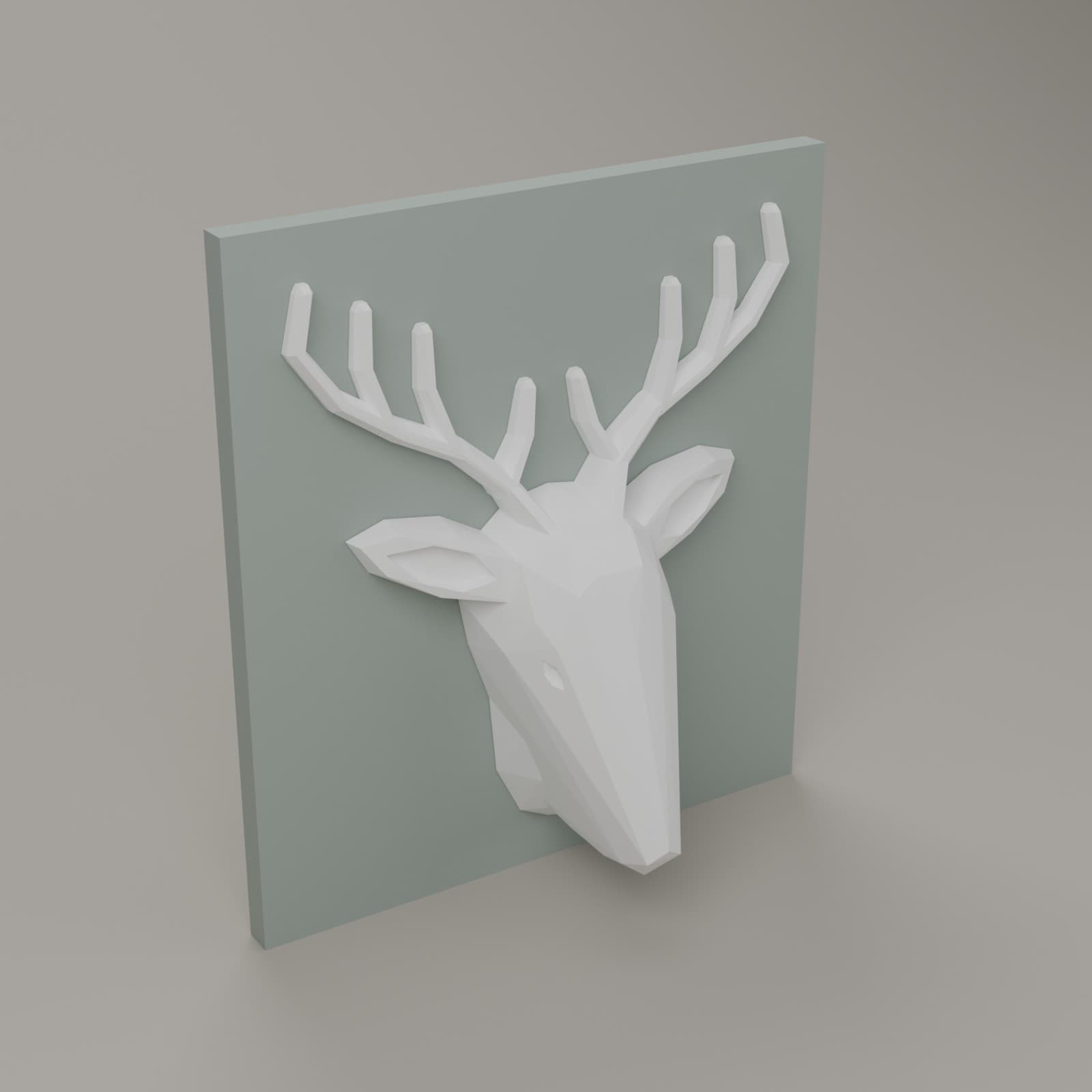 Hertenkop Wanddecoratie Low Poly in wit