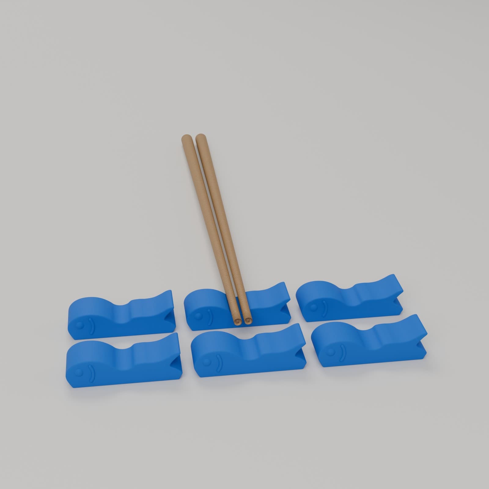 Eetstokjessteunen Visje (set van 6) in blauw